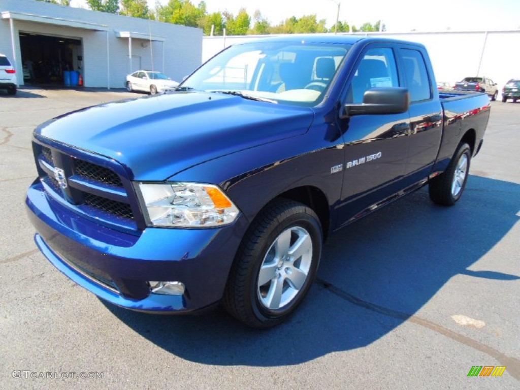 2012 Ram 1500 Express Quad Cab - True Blue Pearl / Dark Slate Gray/Medium Graystone photo #2