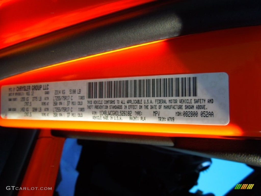 2013 Wrangler Color Code PL4 for Crush Orange Photo #70754842