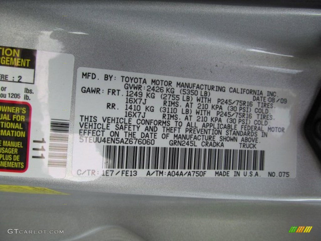 2010 Toyota Tacoma V6 Access Cab 4x4 Parts Photos