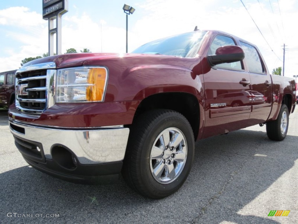 2013 Sierra 1500 SLT Crew Cab - Sonoma Red Metallic / Cocoa/Light Cashmere photo #3