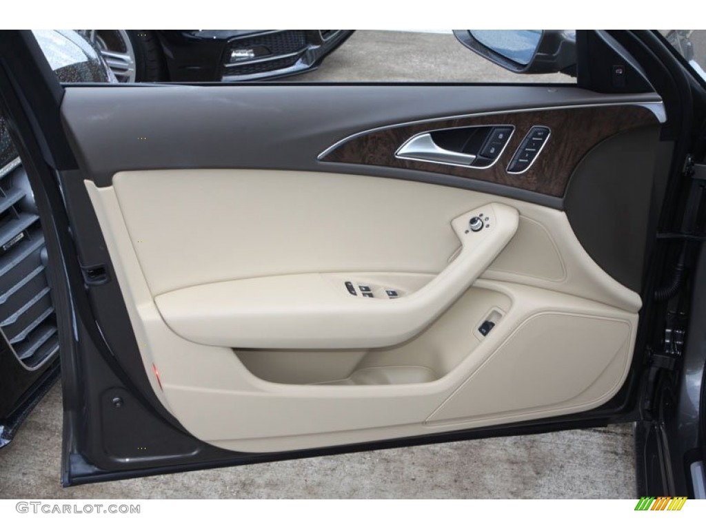 2013 Audi A6 2.0T quattro Sedan Velvet Beige Door Panel Photo #70761746
