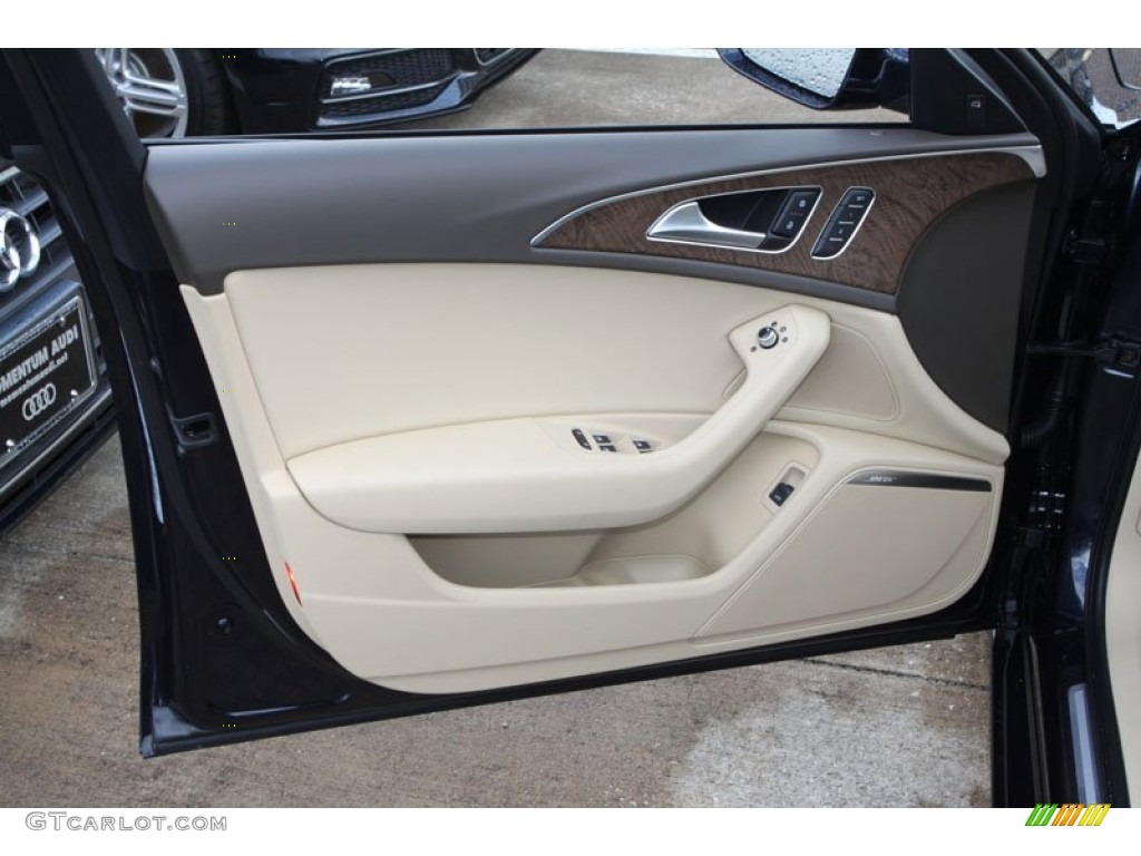 2013 Audi A6 2.0T quattro Sedan Velvet Beige Door Panel Photo #70762265