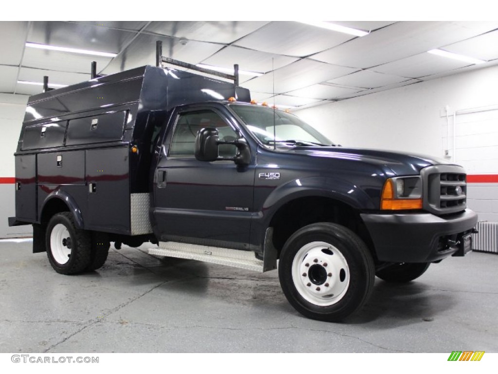 1999 F450 Super Duty XL Regular Cab Utility Truck - Deep Wedgewood Blue Metallic / Medium Graphite photo #1