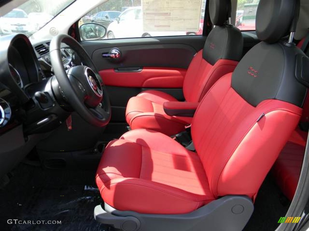 Pelle Rosso/Nera (Red/Black) Interior 2012 Fiat 500 Lounge Photo #70766807