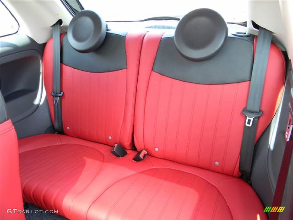 Pelle Rosso/Nera (Red/Black) Interior 2012 Fiat 500 Lounge Photo #70766816