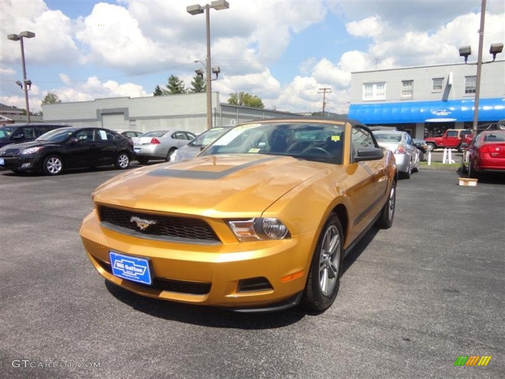 2010 Mustang V6 Premium Convertible - Sunset Gold Metallic / Charcoal Black photo #2