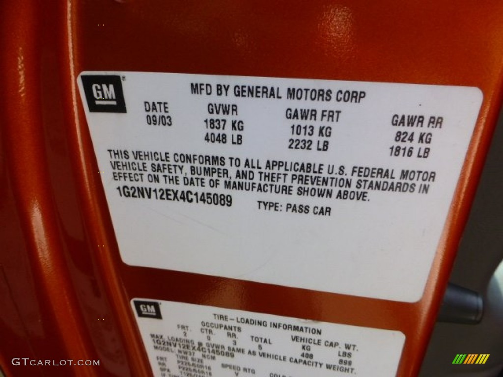 2004 Grand Am GT Sedan - Fusion Orange Metallic / Dark Pewter photo #14
