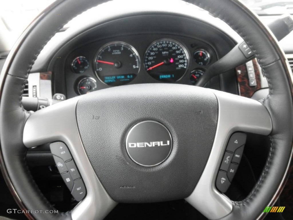 2013 GMC Sierra 3500HD Denali Crew Cab 4x4 Ebony Steering Wheel Photo #70775761