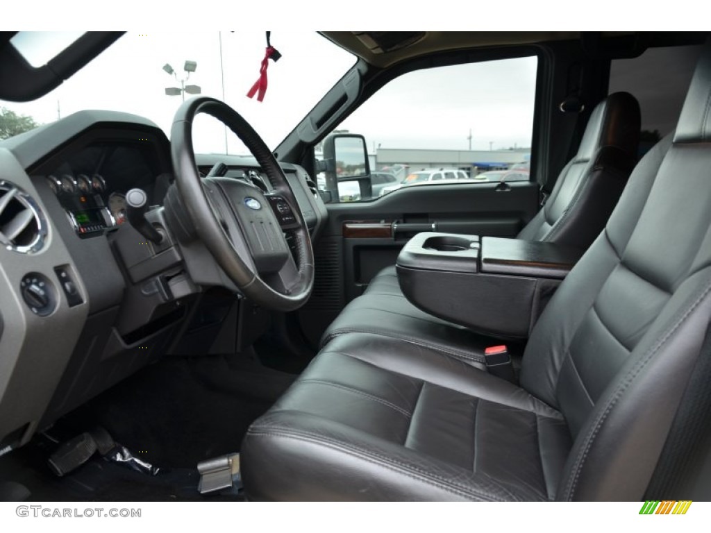 Ebony Leather Interior 2009 Ford F250 Super Duty Lariat Crew Cab 4x4 Photo #70779023
