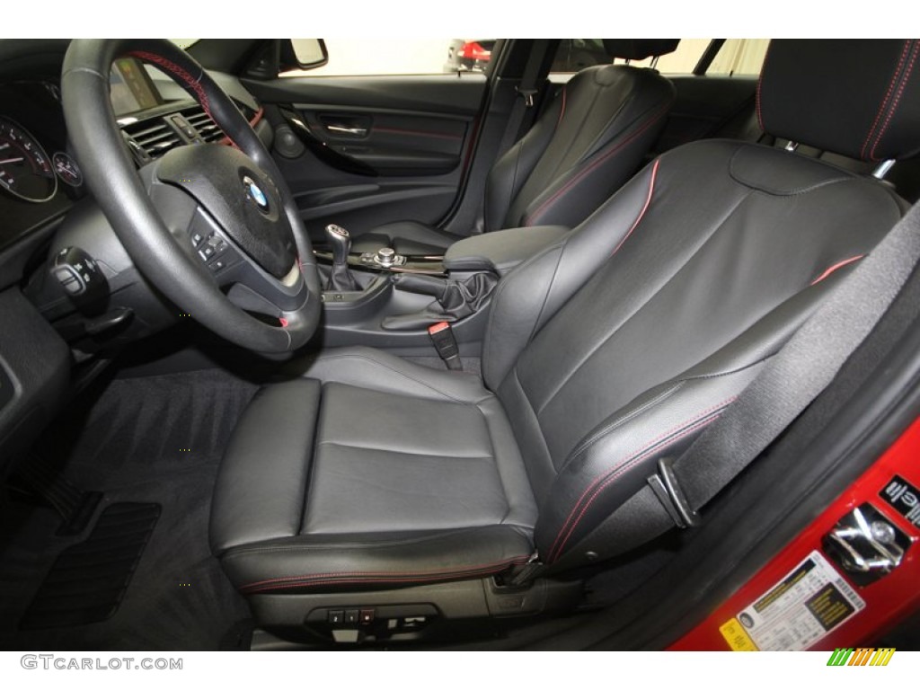 Black/Red Highlight Interior 2012 BMW 3 Series 328i Sedan Photo #70780025
