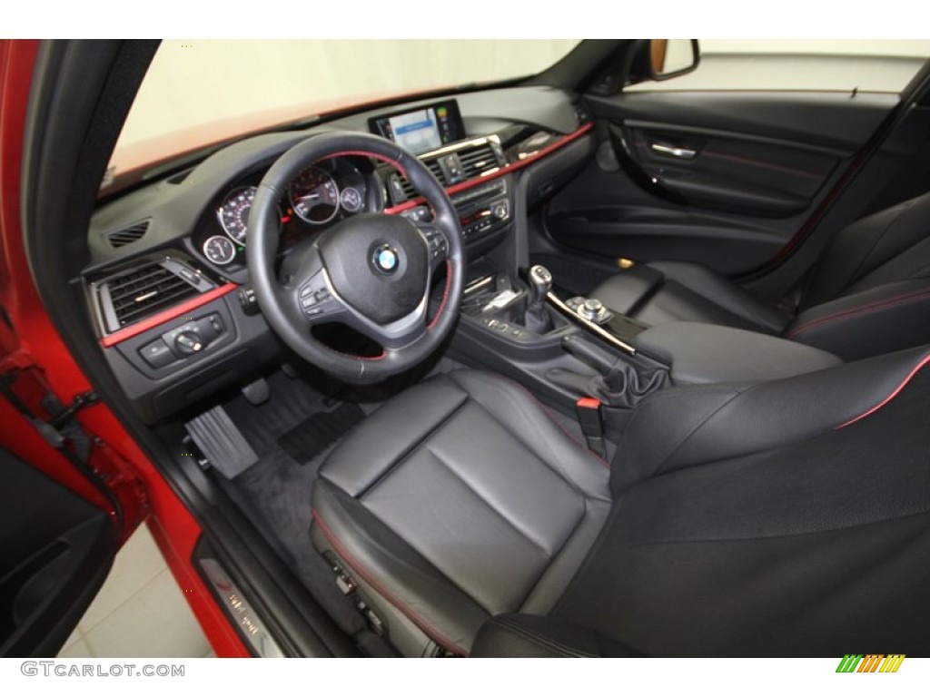 Black/Red Highlight Interior 2012 BMW 3 Series 328i Sedan Photo #70780106