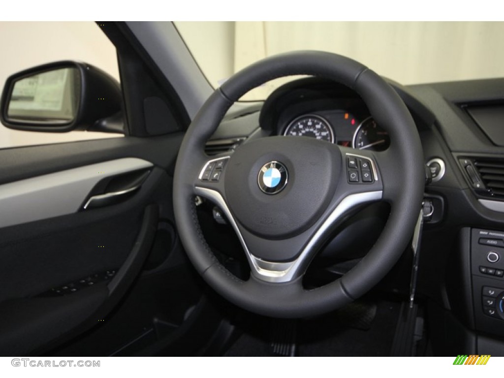 2013 BMW X1 sDrive 28i Black Steering Wheel Photo #70782662