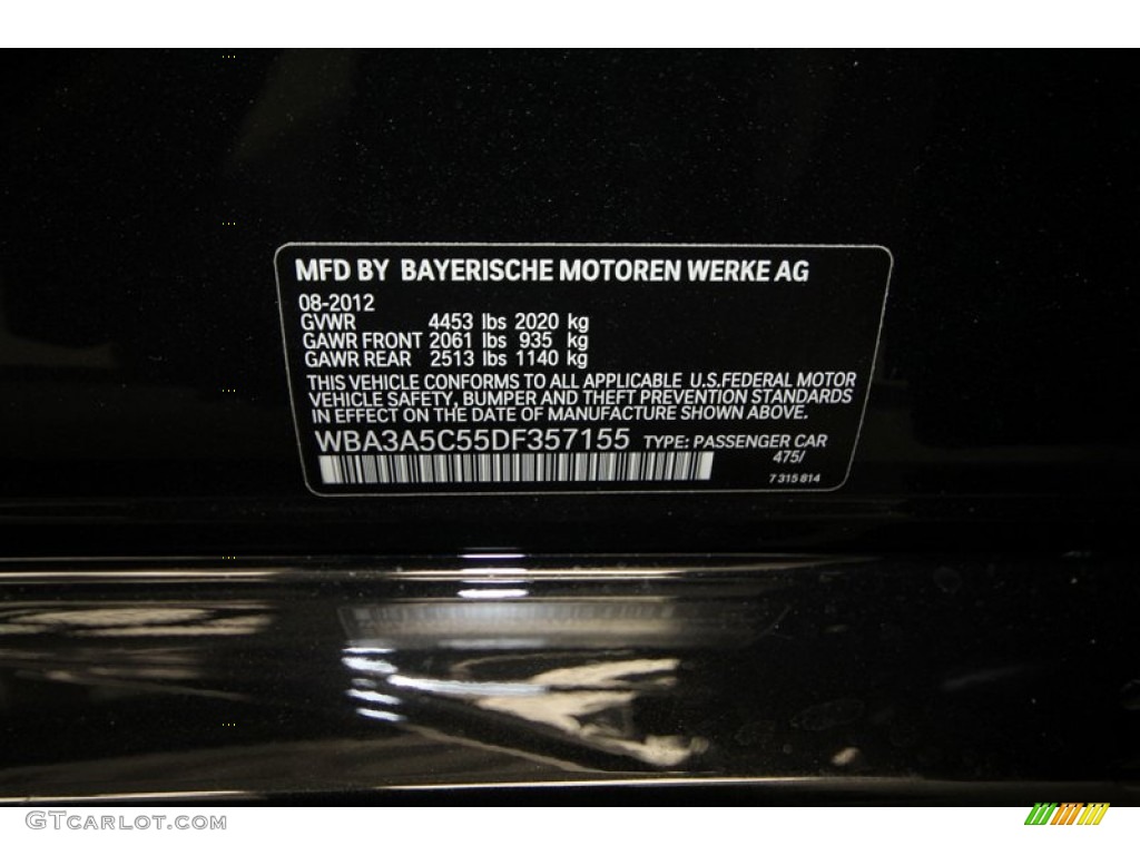 2013 3 Series Color Code 475 for Black Sapphire Metallic Photo #70783433