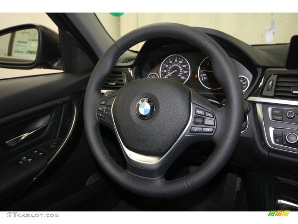 2013 BMW 3 Series 328i Sedan Black Steering Wheel Photo #70783562
