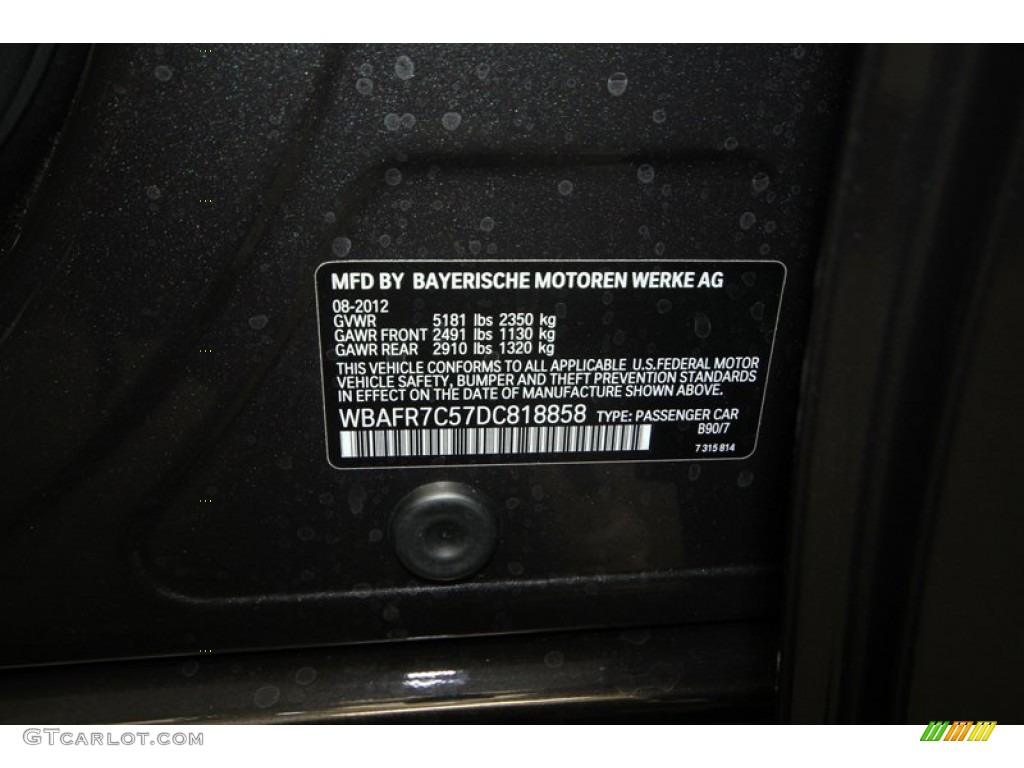2013 5 Series Color Code B90 for Dark Graphite Metallic II Photo #70783883