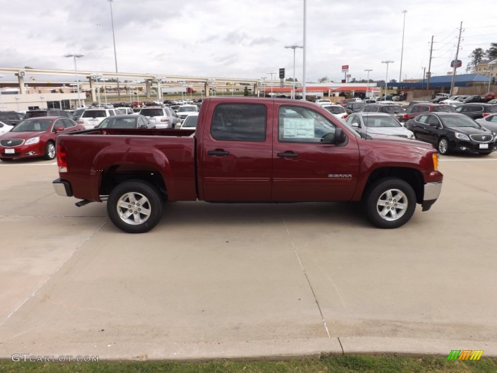 2013 Sierra 1500 SLE Crew Cab - Sonoma Red Metallic / Cocoa/Light Cashmere photo #6