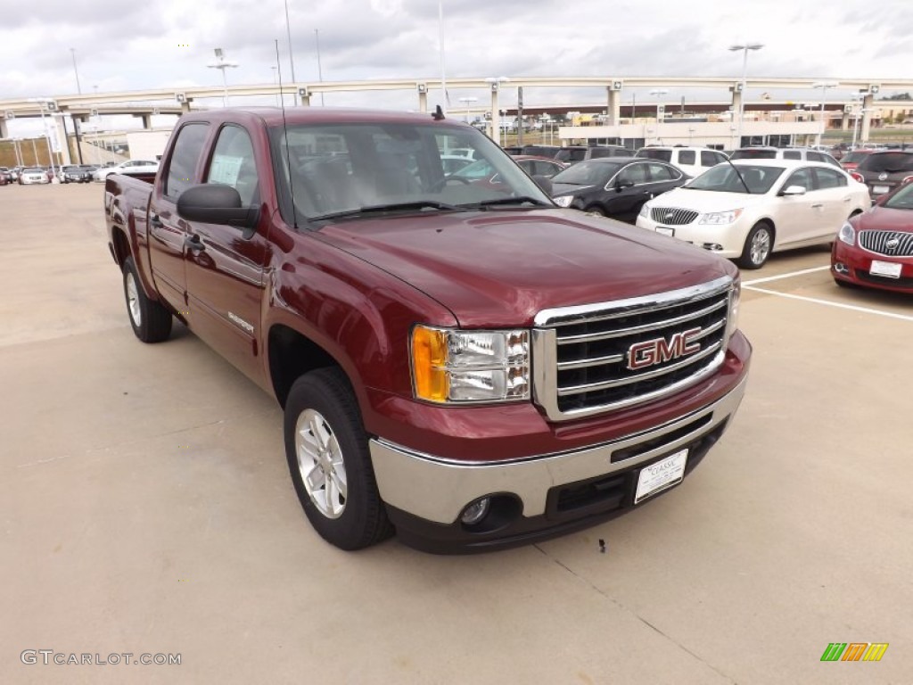 2013 Sierra 1500 SLE Crew Cab - Sonoma Red Metallic / Cocoa/Light Cashmere photo #7