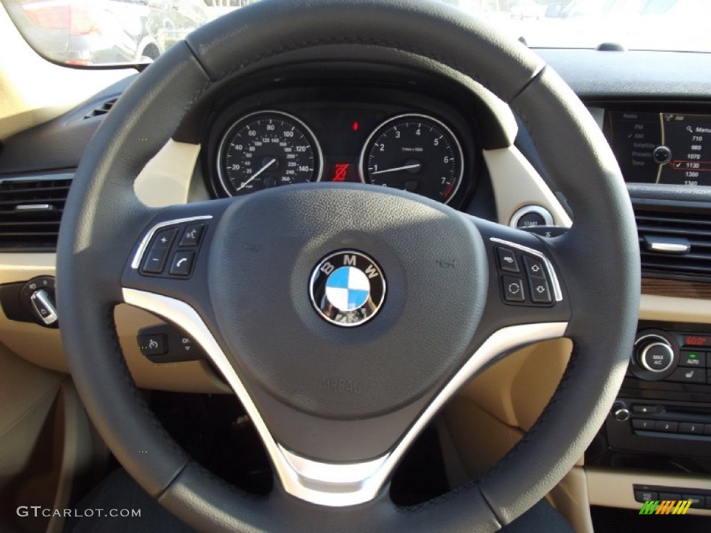 2013 BMW X1 sDrive 28i Beige Steering Wheel Photo #70790792