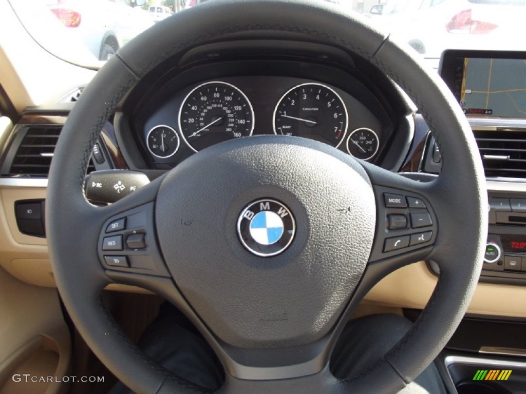2013 BMW 3 Series 328i Sedan Venetian Beige Steering Wheel Photo #70791173