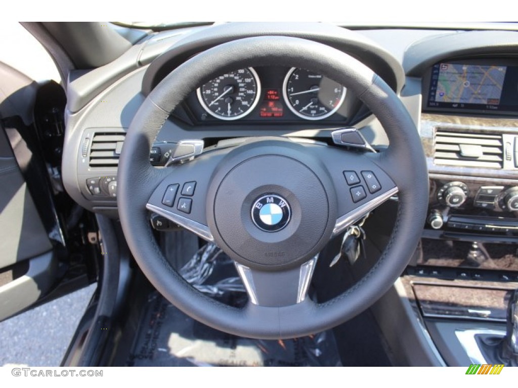 2009 BMW 6 Series 650i Convertible Black Dakota Leather Steering Wheel Photo #70791617
