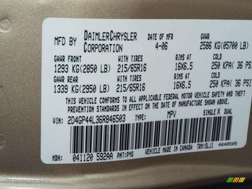 2006 Dodge Grand Caravan SXT Parts Photos