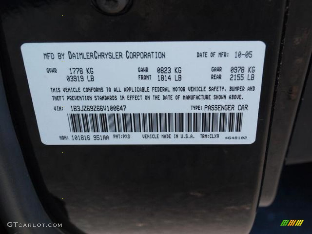 2006 Viper Color Code PX3 for Viper Black Photo #70799291