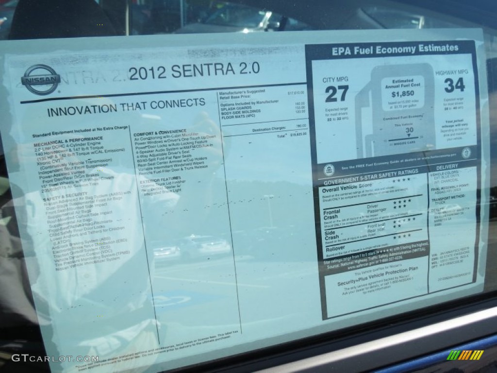 2012 Sentra 2.0 - Blue Onyx / Charcoal photo #11