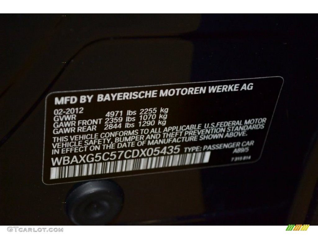 2012 5 Series Color Code A89 for Imperial Blue Metallic Photo #70808531