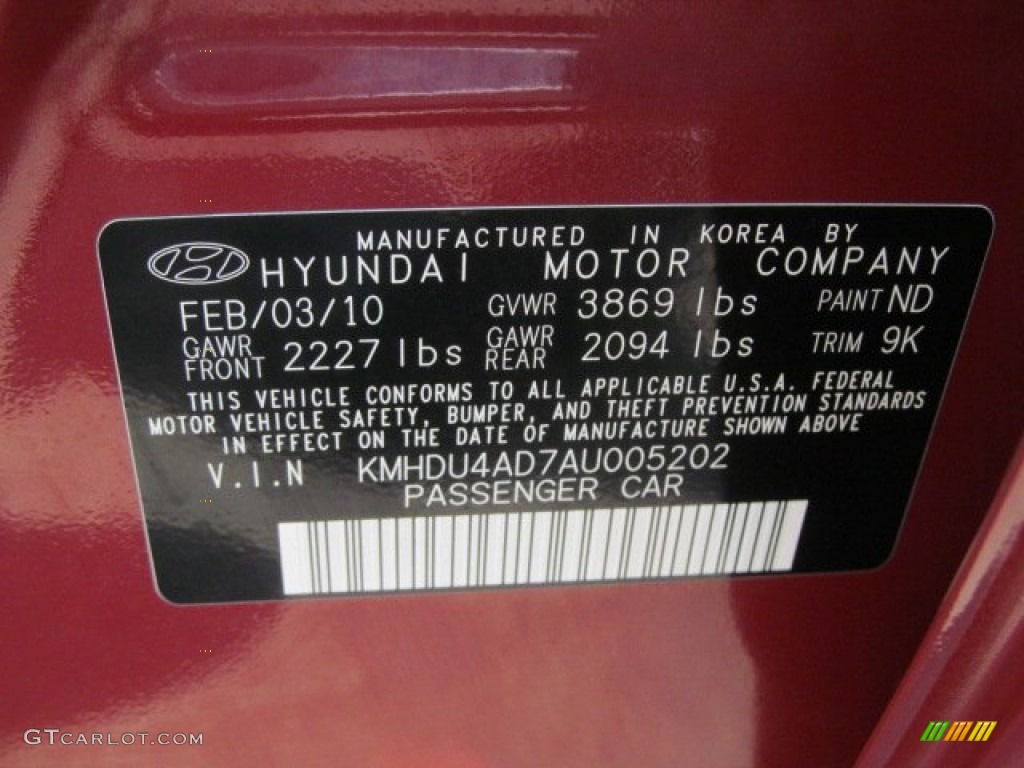 2010 Elantra Color Code ND for Apple Red Pearl Photo #70809659