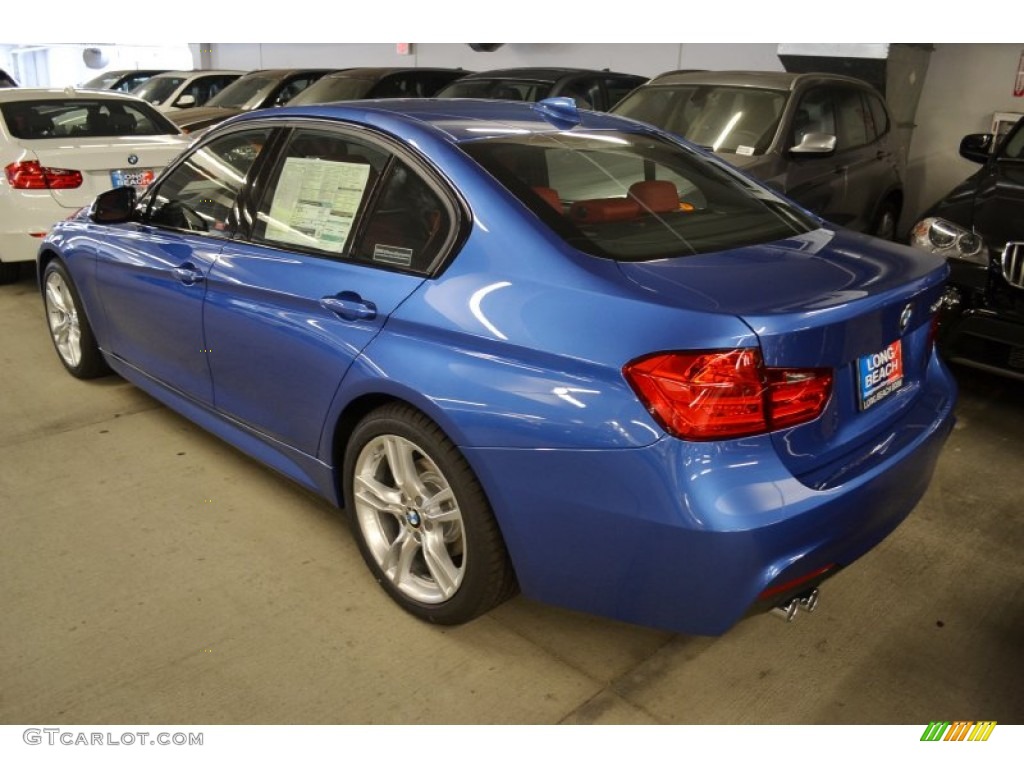 2013 3 Series 328i Sedan - Estoril Blue / Coral Red/Black photo #4