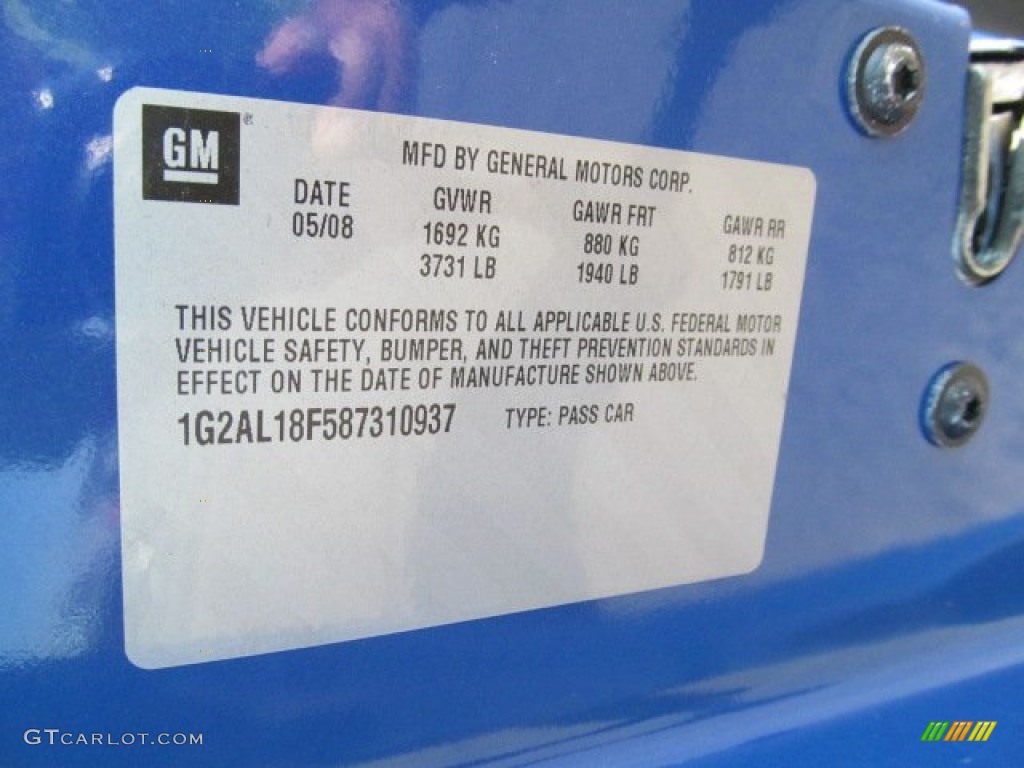 2008 G5  - Nitrous Blue Metallic / Ebony photo #24