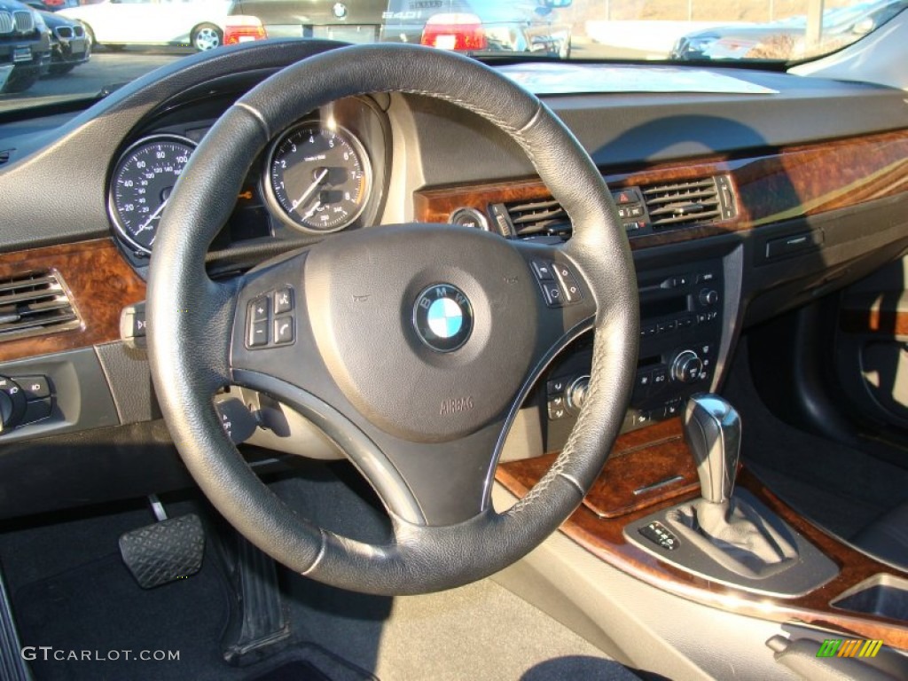 2009 BMW 3 Series 328xi Coupe Black Steering Wheel Photo #70837935