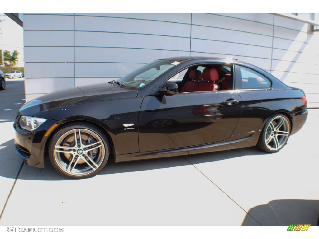 2011 3 Series 335is Coupe - Black Sapphire Metallic / Coral Red/Black Dakota Leather photo #3