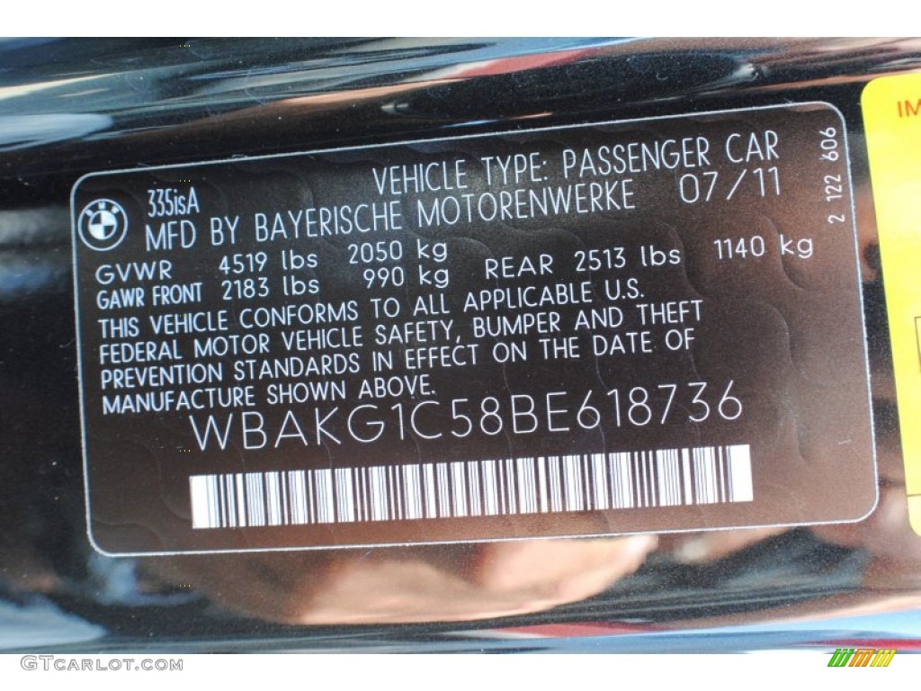 2011 BMW 3 Series 335is Coupe Info Tag Photo #70838634