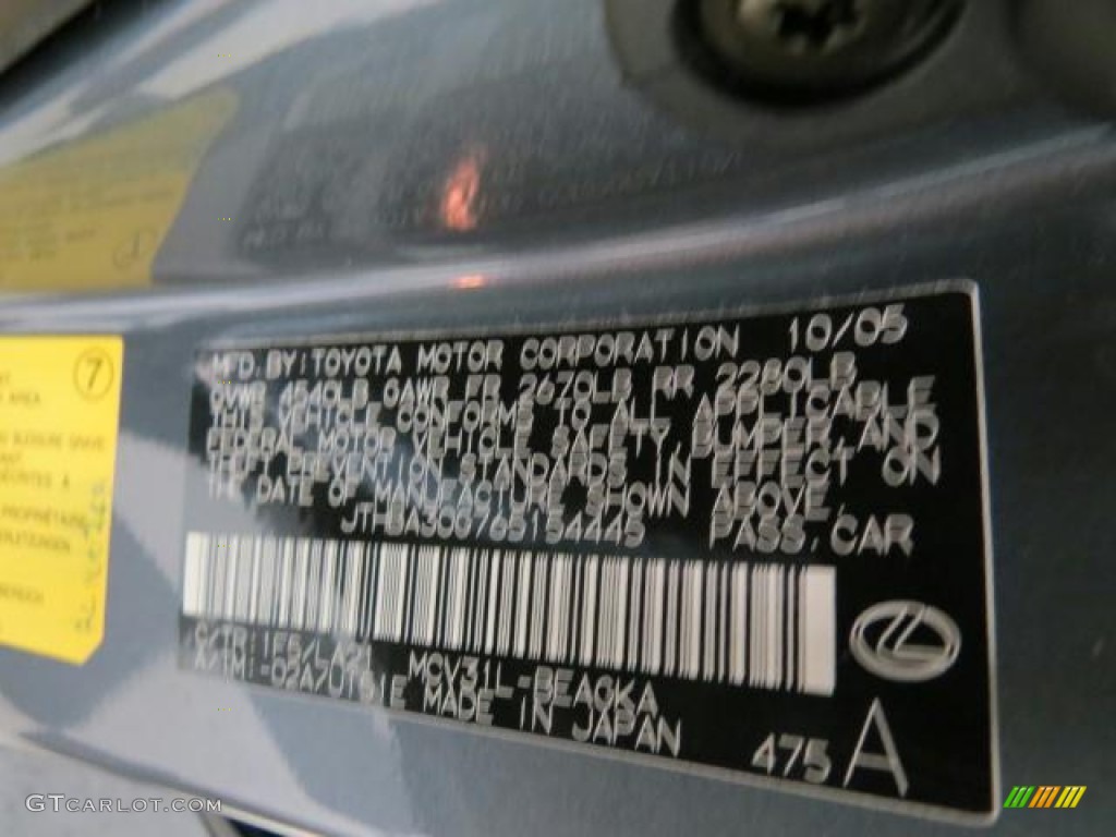 2006 ES Color Code 1F5 for Blue Shale Mica Photo #70840302