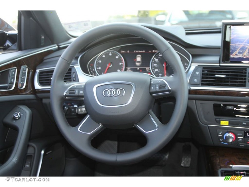2013 Audi A6 3.0T quattro Sedan Black Steering Wheel Photo #70841004
