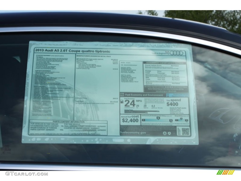 2013 Audi A5 2.0T quattro Coupe Window Sticker Photo #70841859