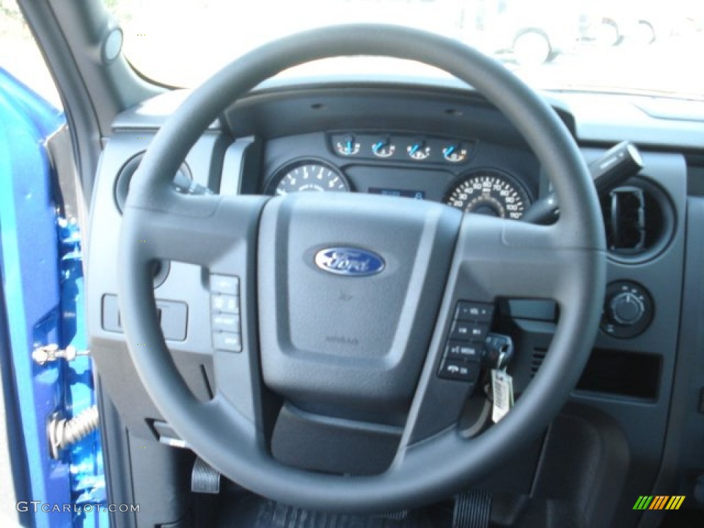 2013 Ford F150 STX SuperCab 4x4 Steel Gray Steering Wheel Photo #70843881