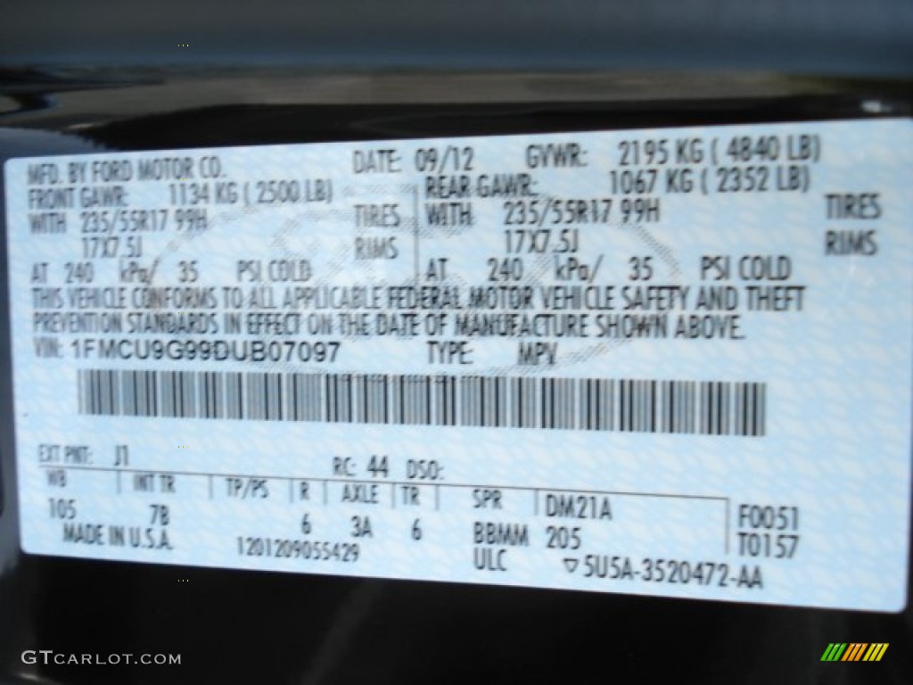 2013 Escape Color Code J1 for Kodiak Brown Metallic Photo #70844250
