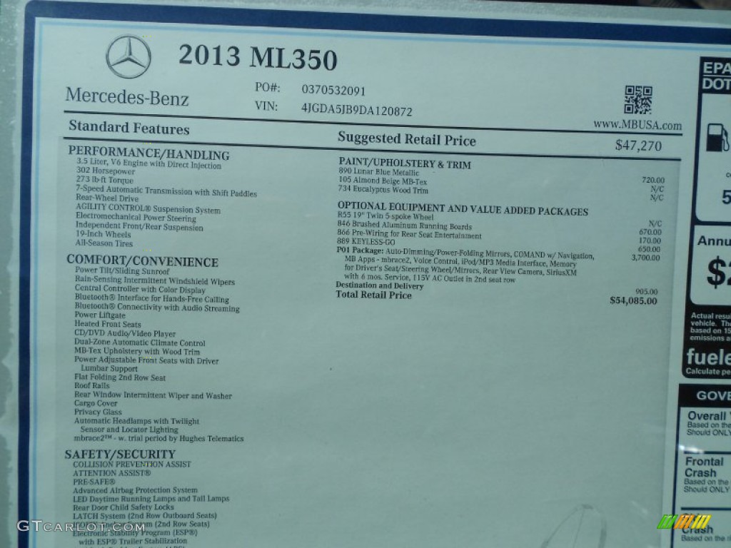 2013 ML 350 4Matic - Lunar Blue Metallic / Almond Beige photo #14
