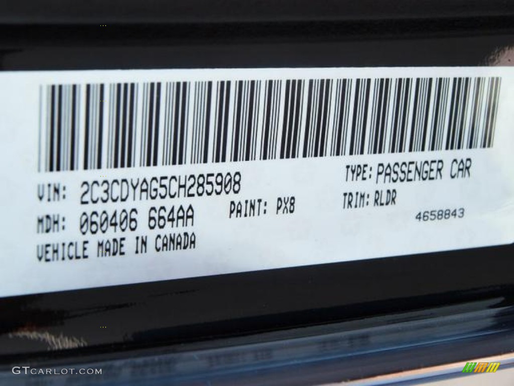 2012 Challenger Color Code PX8 for Pitch Black Photo #70855785