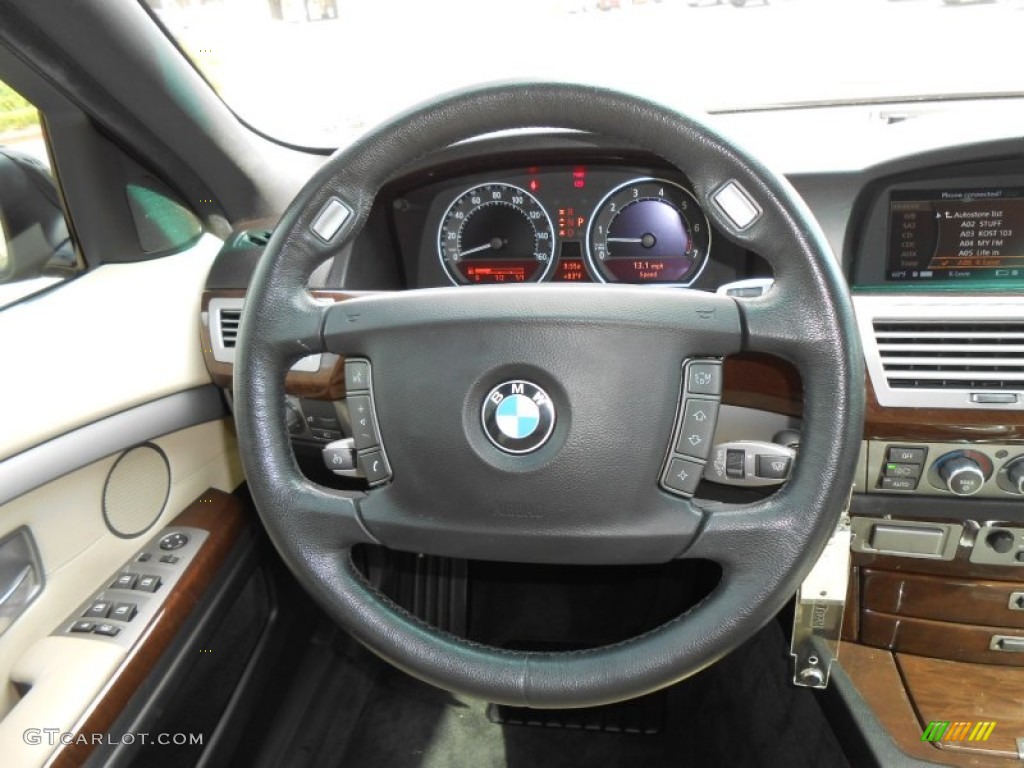 2007 BMW 7 Series 750Li Sedan Cream Beige Steering Wheel Photo #70856841