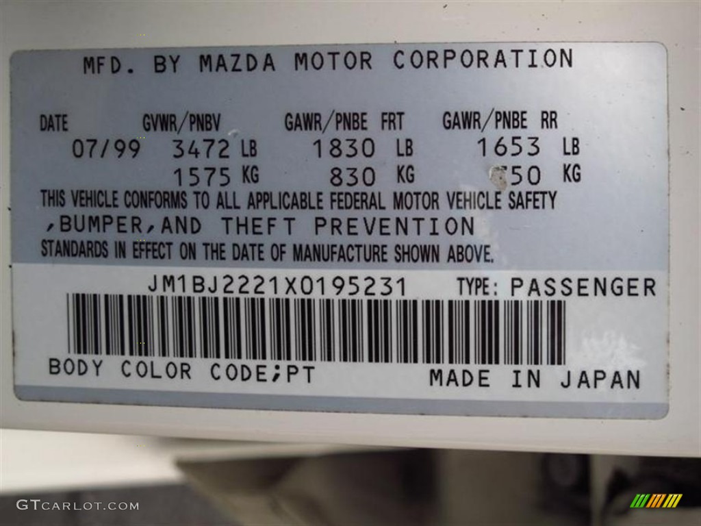 1999 Mazda Protege DX Color Code Photos