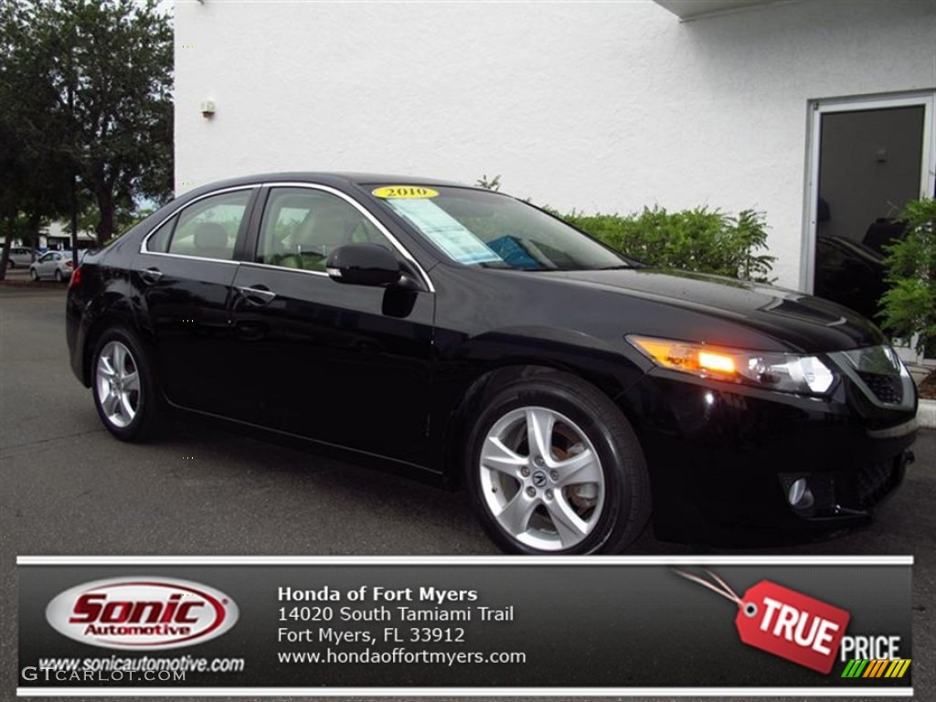 2010 TSX Sedan - Crystal Black Pearl / Parchment photo #1