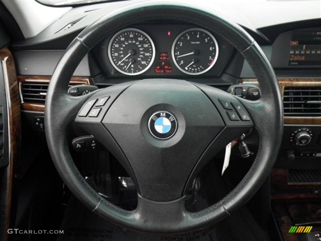 2007 BMW 5 Series 530i Sedan Auburn Steering Wheel Photo #70860411