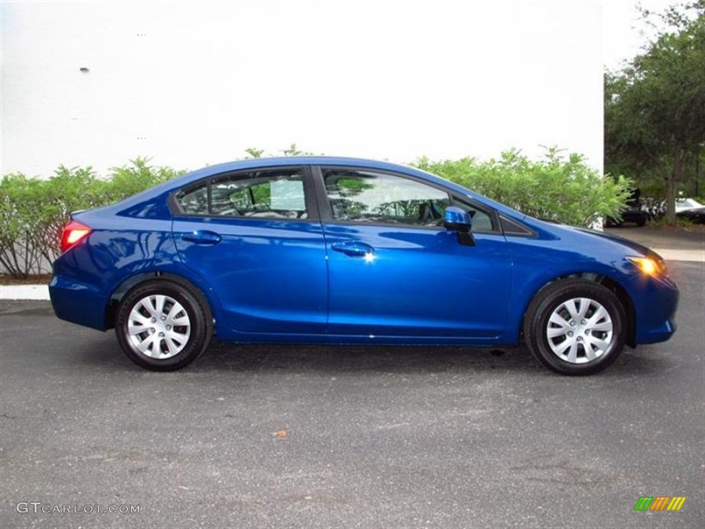 2012 Civic LX Sedan - Dyno Blue Pearl / Gray photo #2