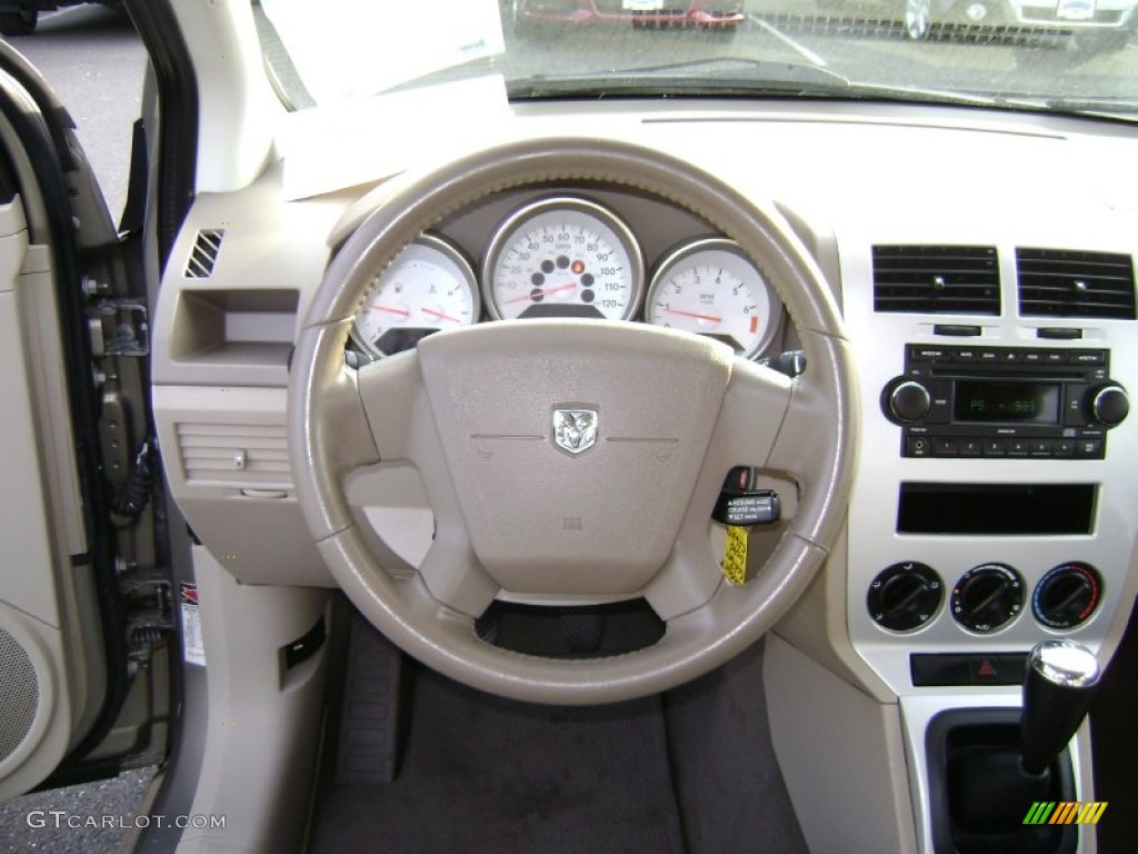 2008 Dodge Caliber SXT Pastel Pebble Beige Steering Wheel Photo #70865722