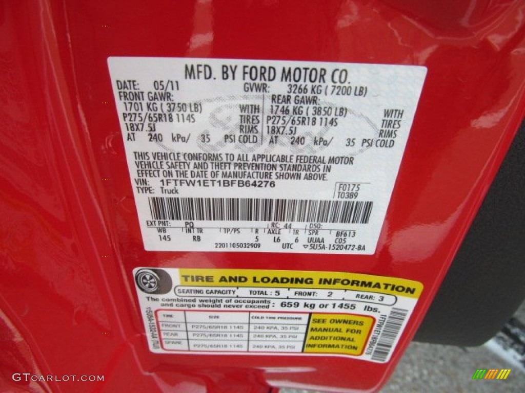 2011 F150 FX4 SuperCrew 4x4 - Race Red / Black photo #24