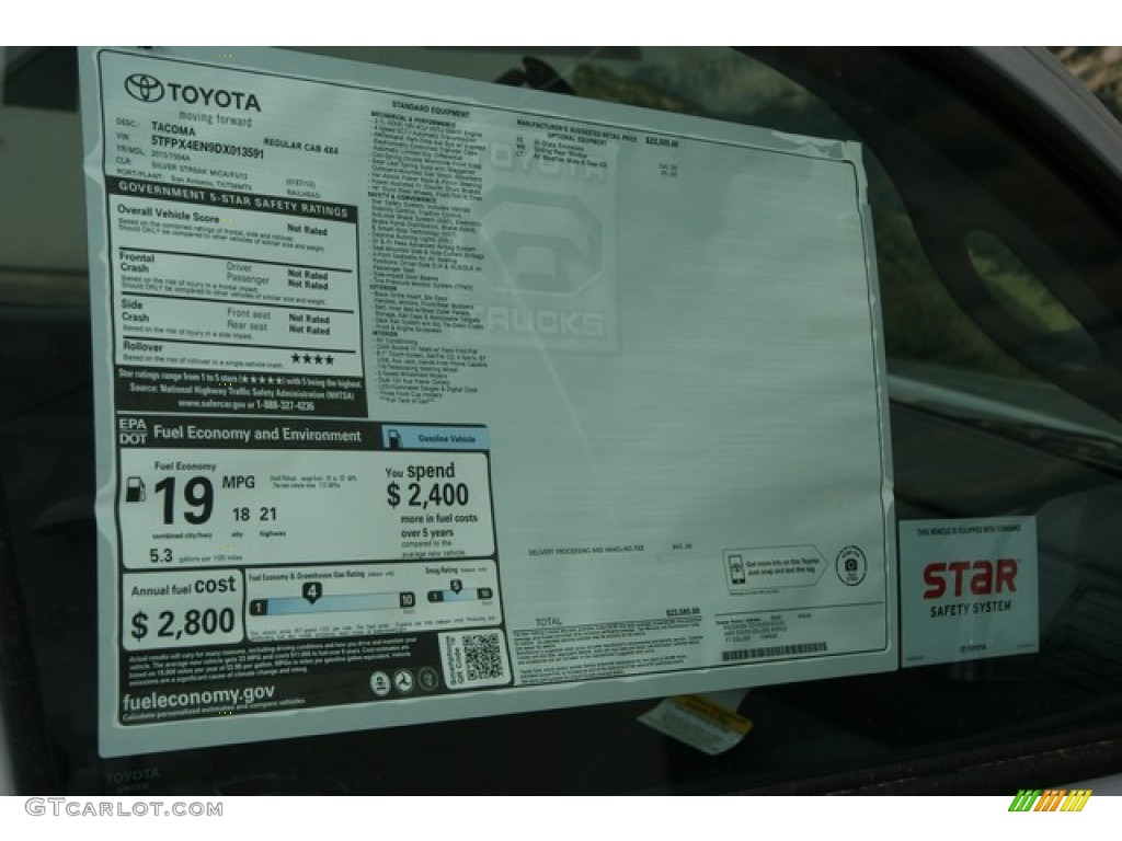 2013 Toyota Tacoma Regular Cab 4x4 Window Sticker Photo #70871929