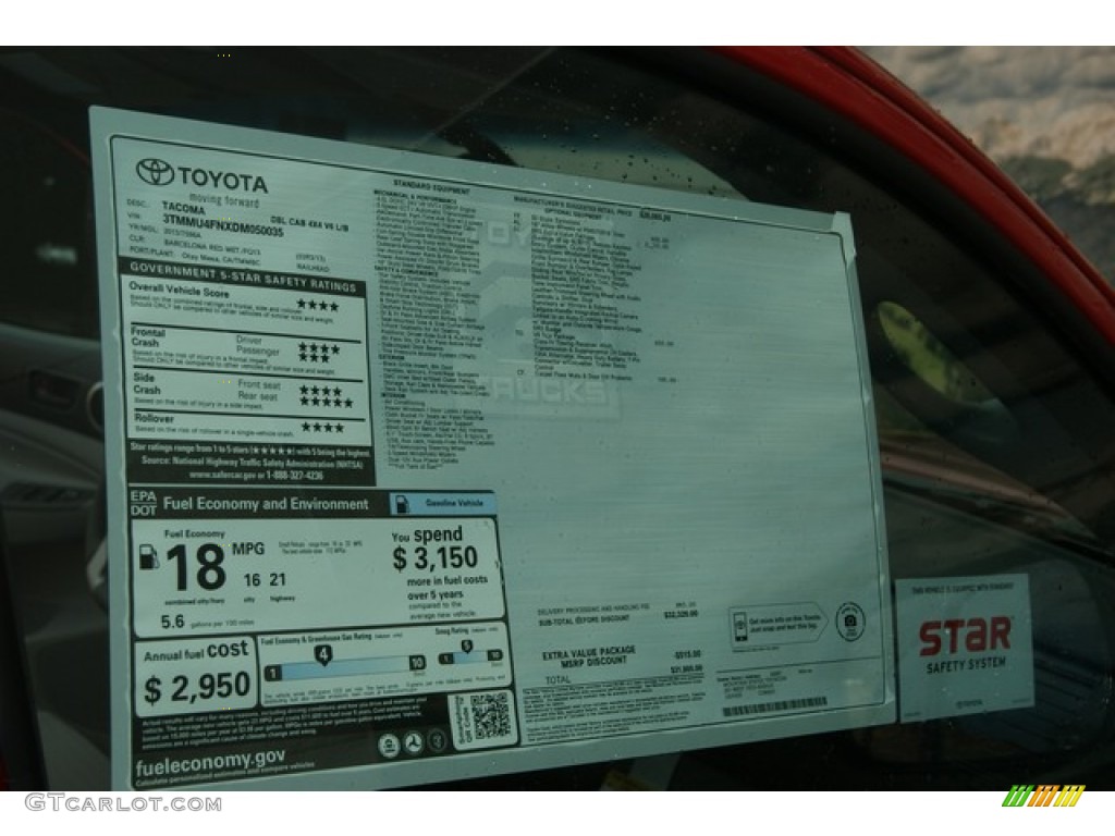 2013 Toyota Tacoma V6 SR5 Double Cab 4x4 Window Sticker Photo #70873240